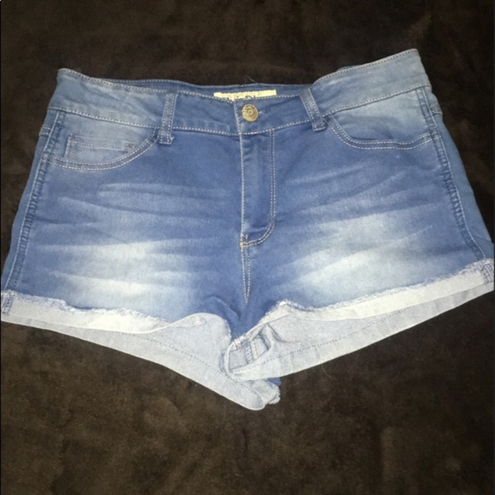 Medium wash denim shorts